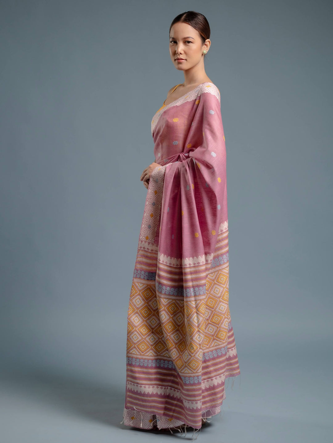 Smoky Lavender Eri Kesa Paat Silk Saree