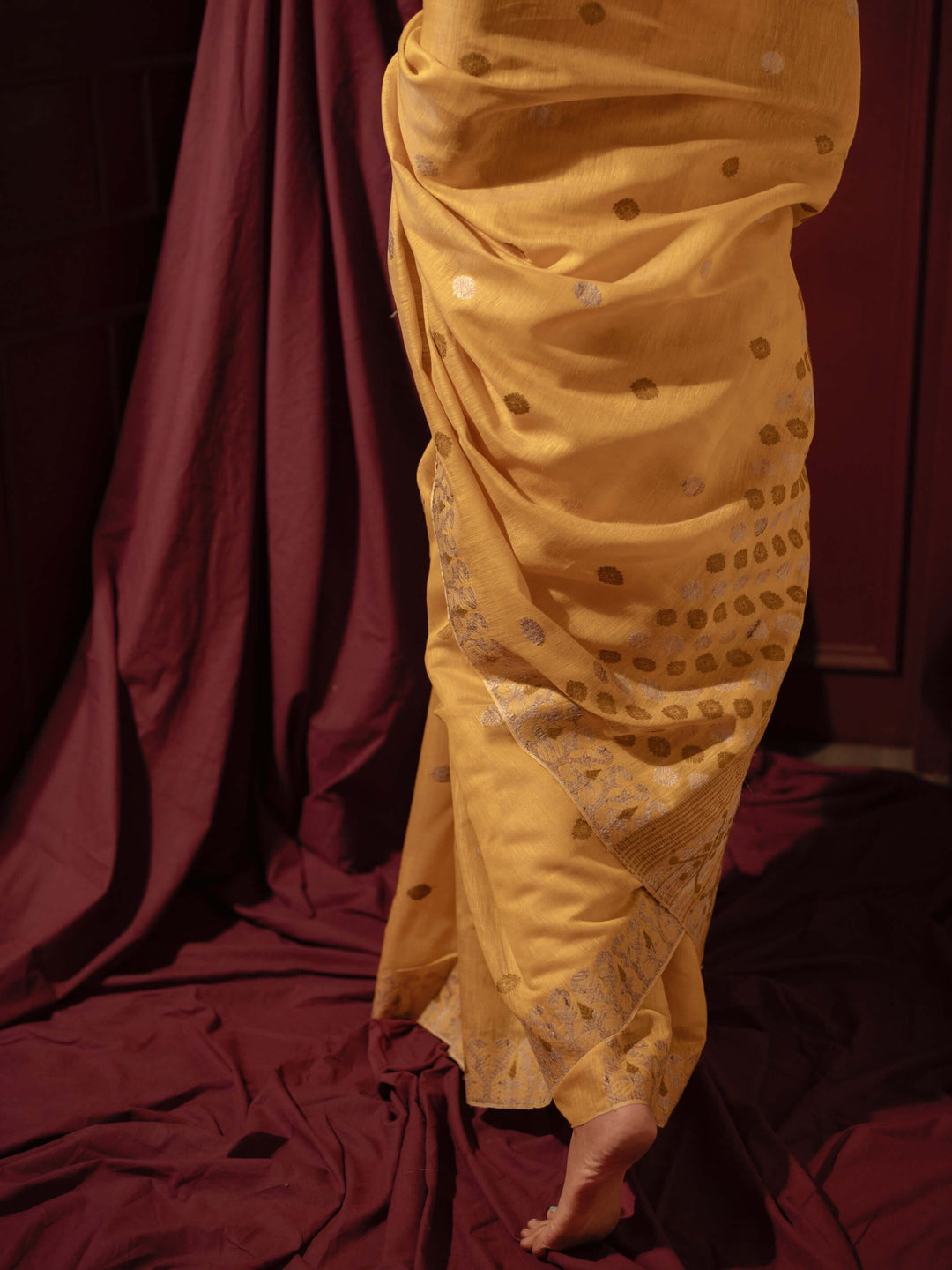 Mustard Eri Kesa Paat Silk Saree