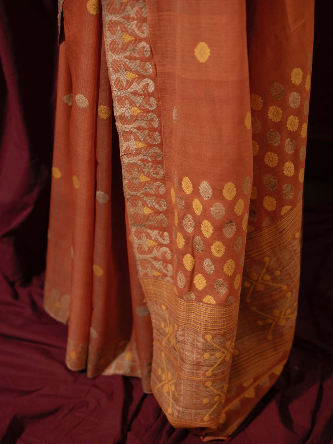 Lac Orange Eri Kesa Paat Silk Saree