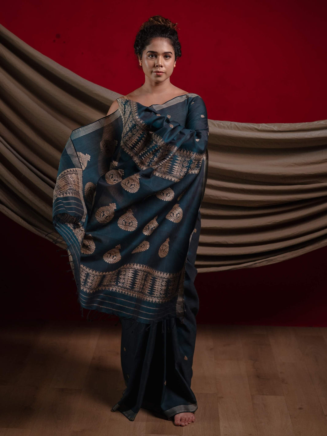 Teal Silk Cotton Saree
