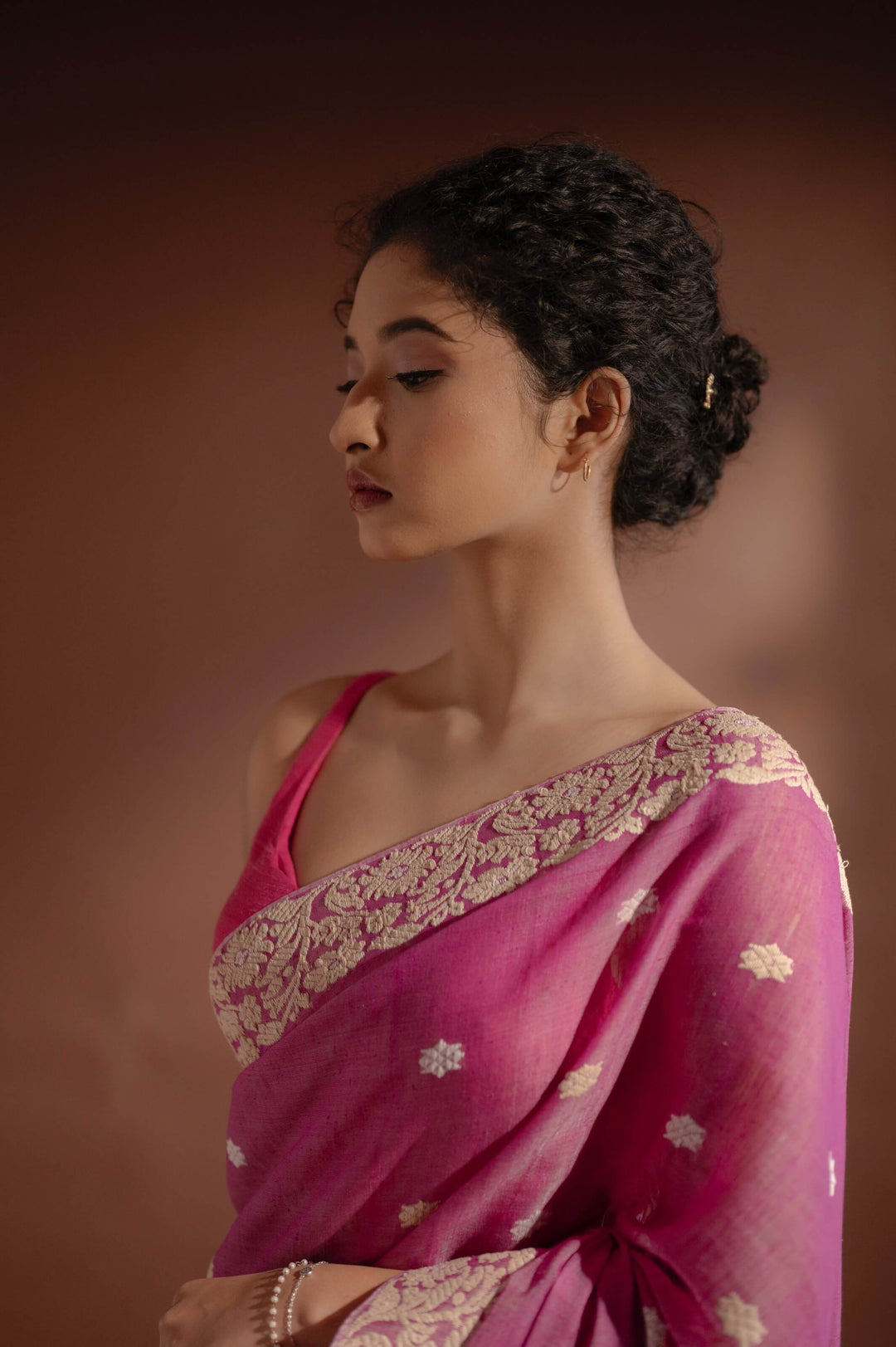 Magenta Pink Eri Kesa Paat Silk Saree