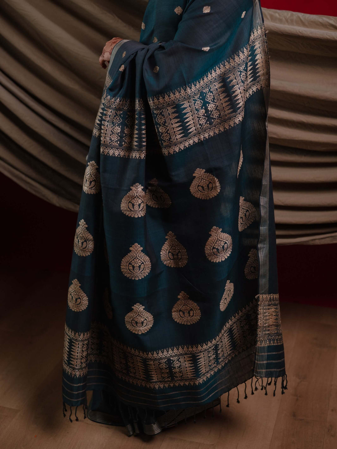 Teal Silk Cotton Saree