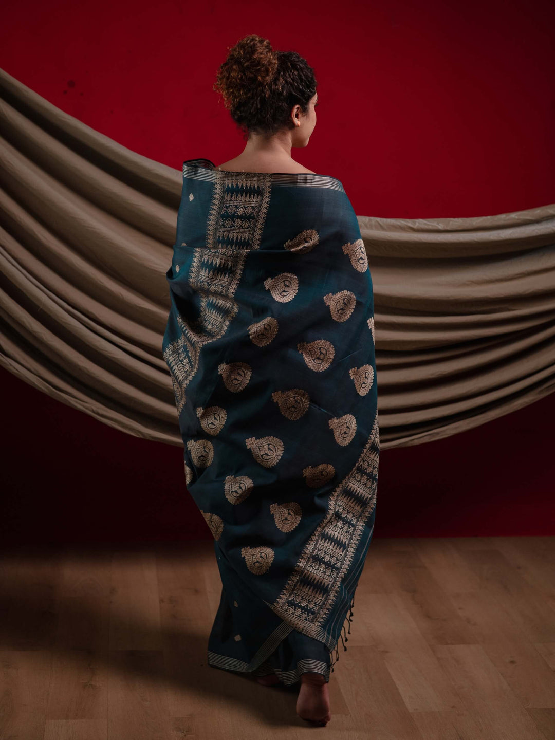 Teal Silk Cotton Saree