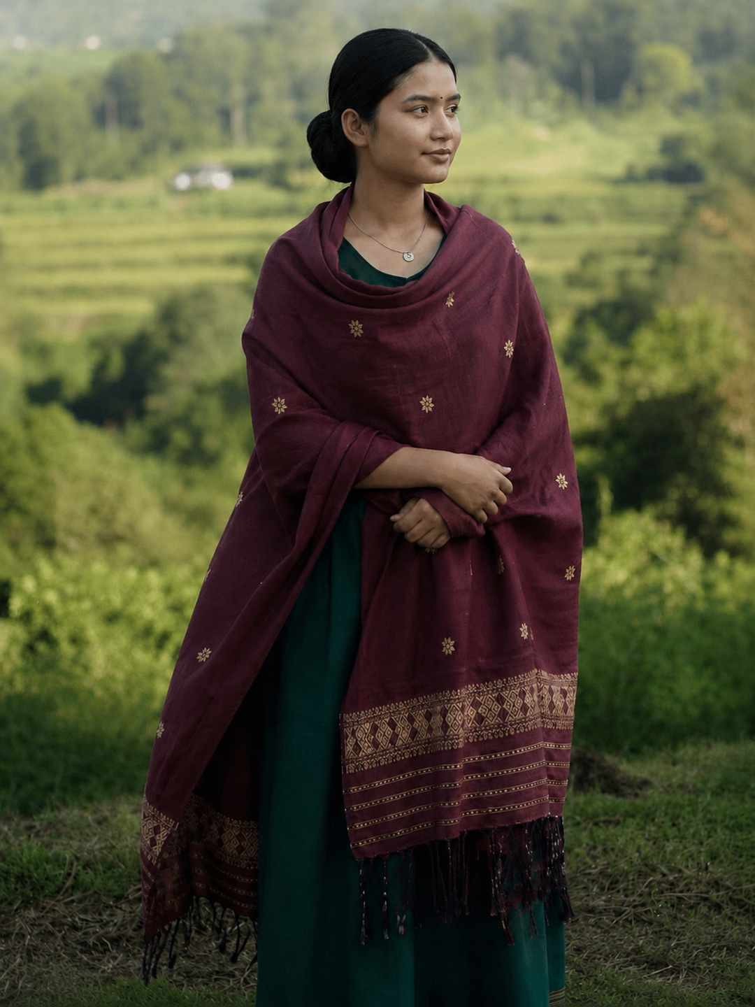 Ruby Red Cotton Silk Dupatta