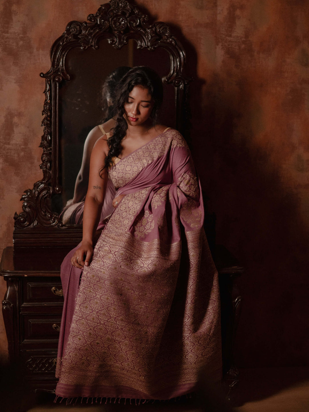 Mauve Rose Eri Silk Saree