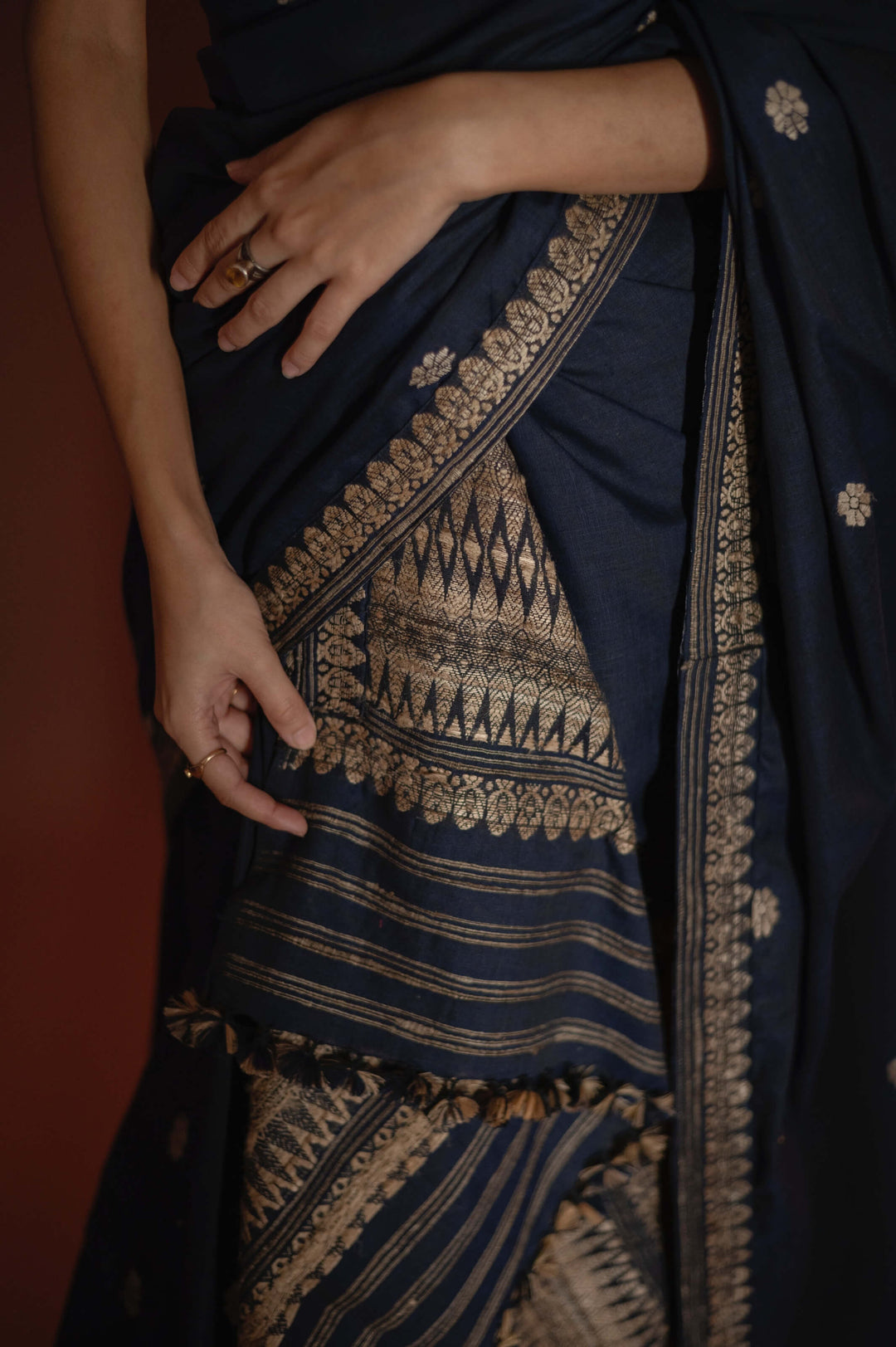 Indigo Blue Silk Cotton Mekhela Sador