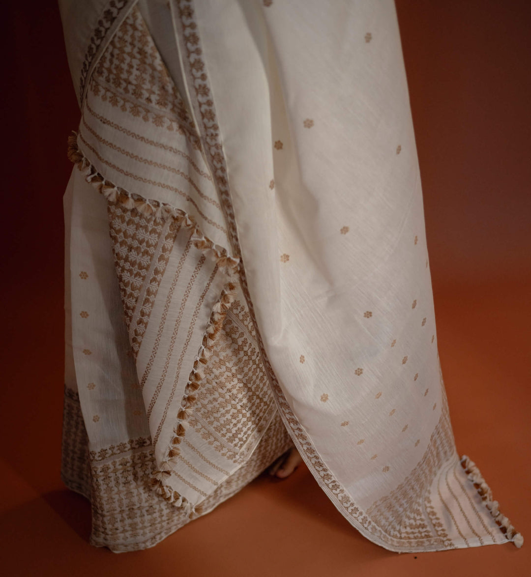 Ivory Silk Cotton Mekhela Sador