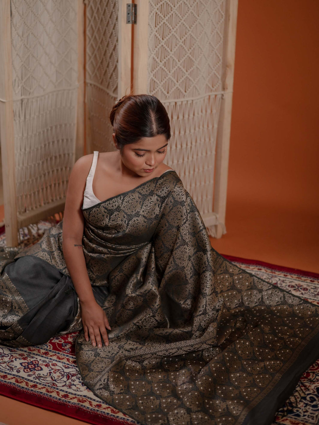 Charcoal Eri Silk Mekhela Sador