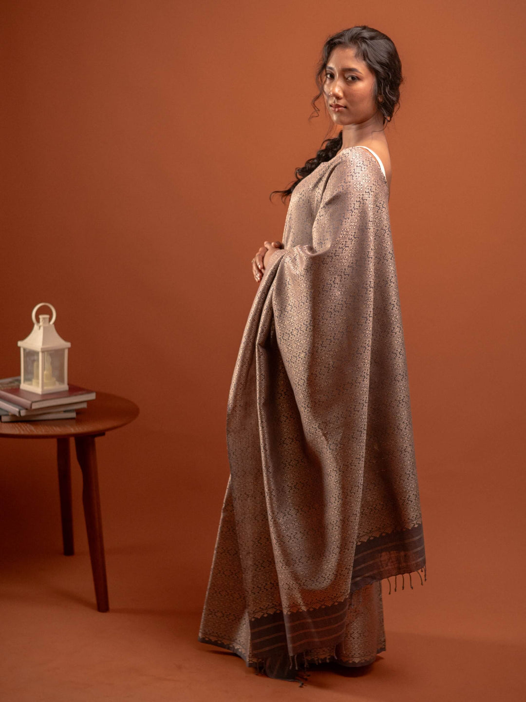 Grey Eri Tussar Silk Mekhela Sador