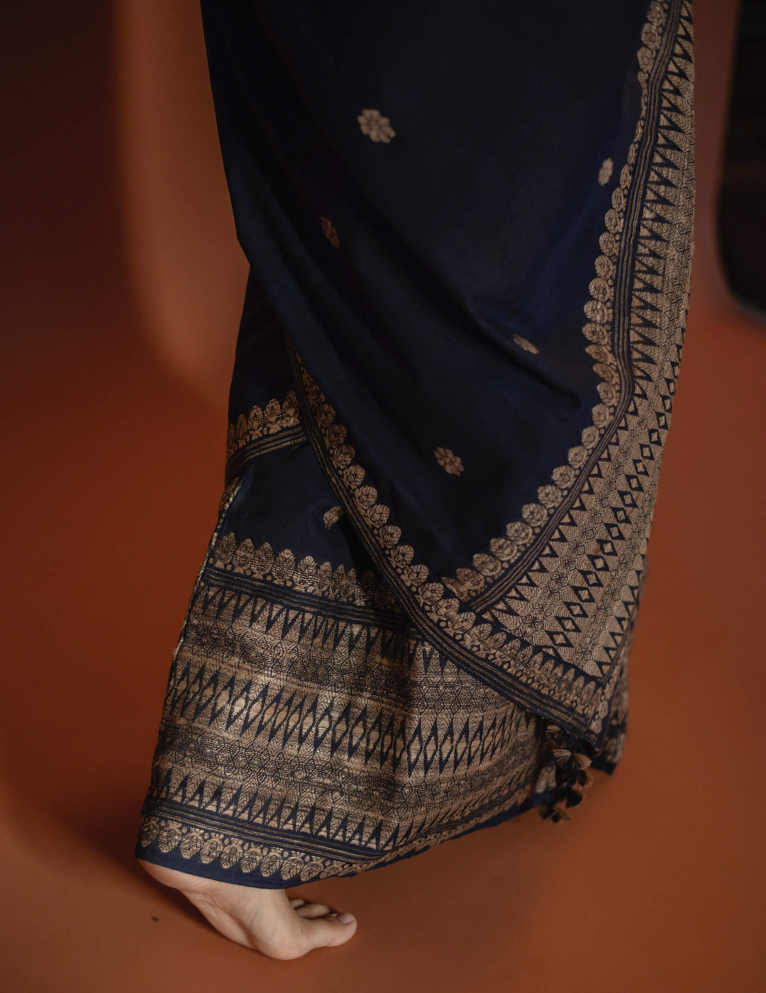 Indigo Blue Silk Cotton Mekhela Sador