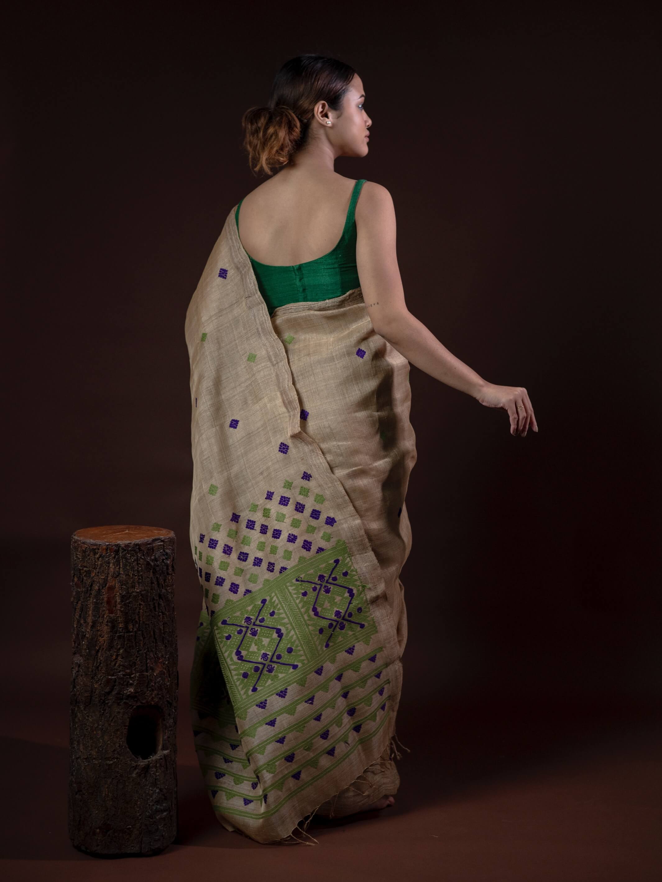 Gorgeous Authentic Muga Silk Sari with golden zari from Assam – korobidesign