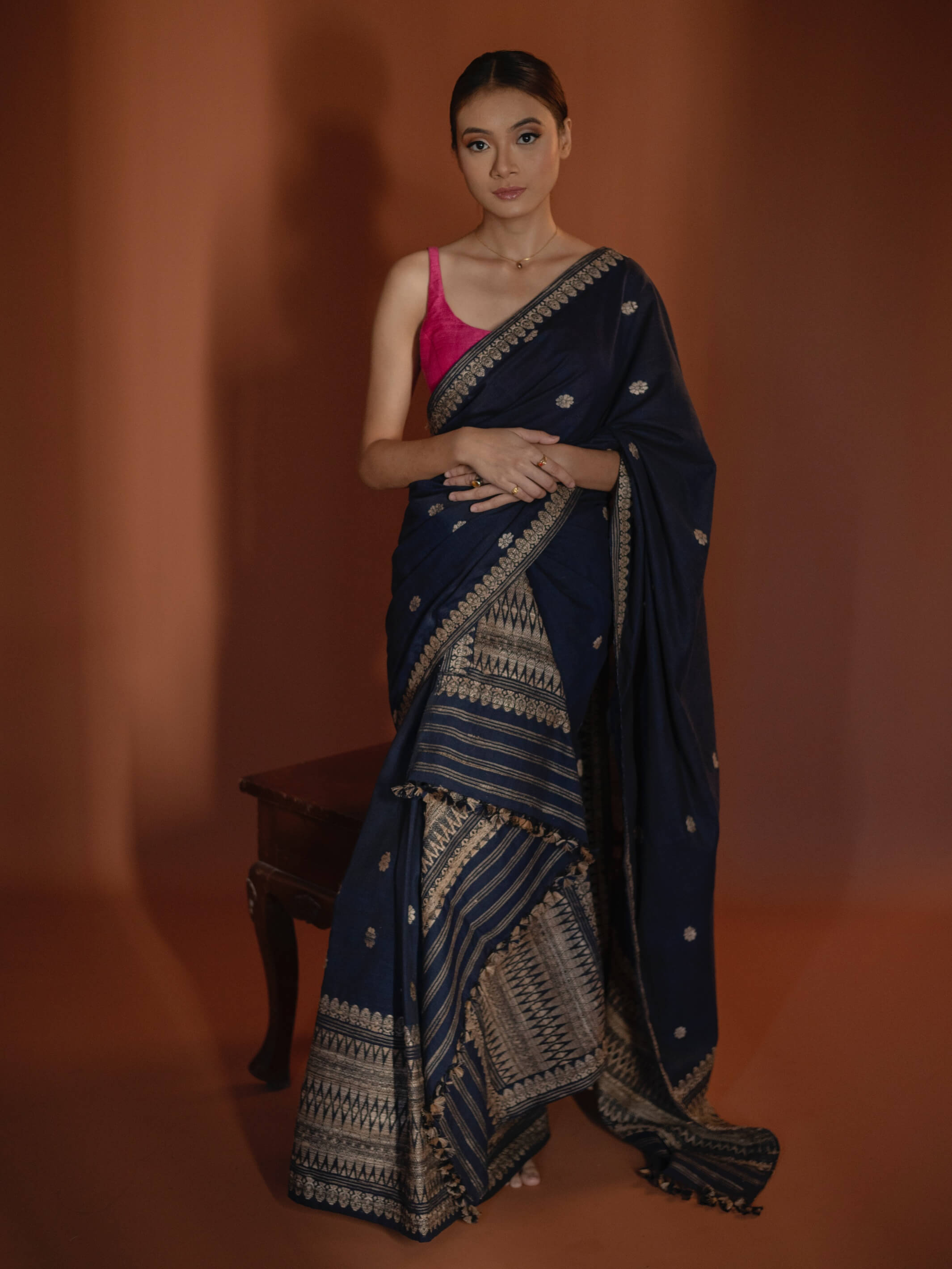 Navy blue mekhela sador hotsell