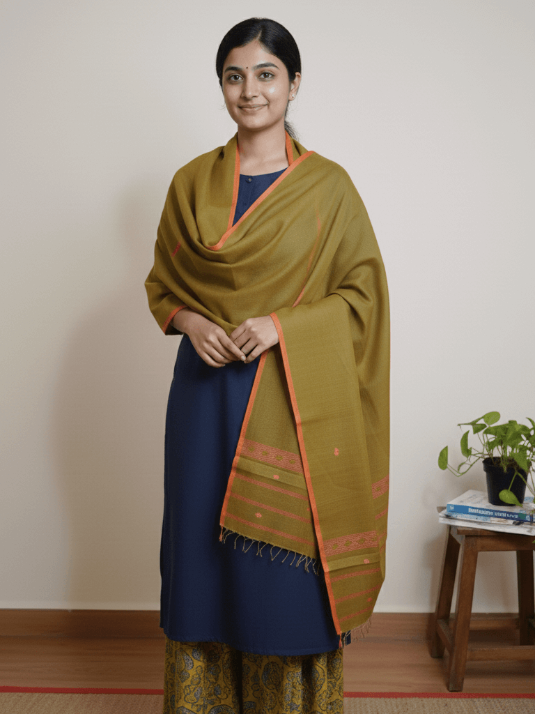 Olive Mulberry Silk Dupatta