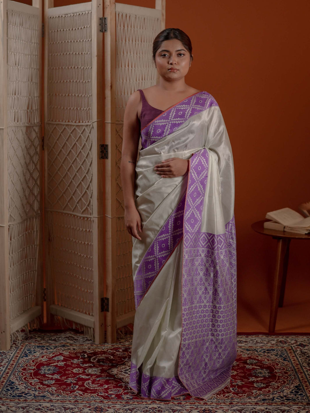Silver Sage Green Paat Silk Saree