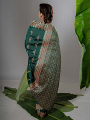 Sea Green Paat Silk Saree
