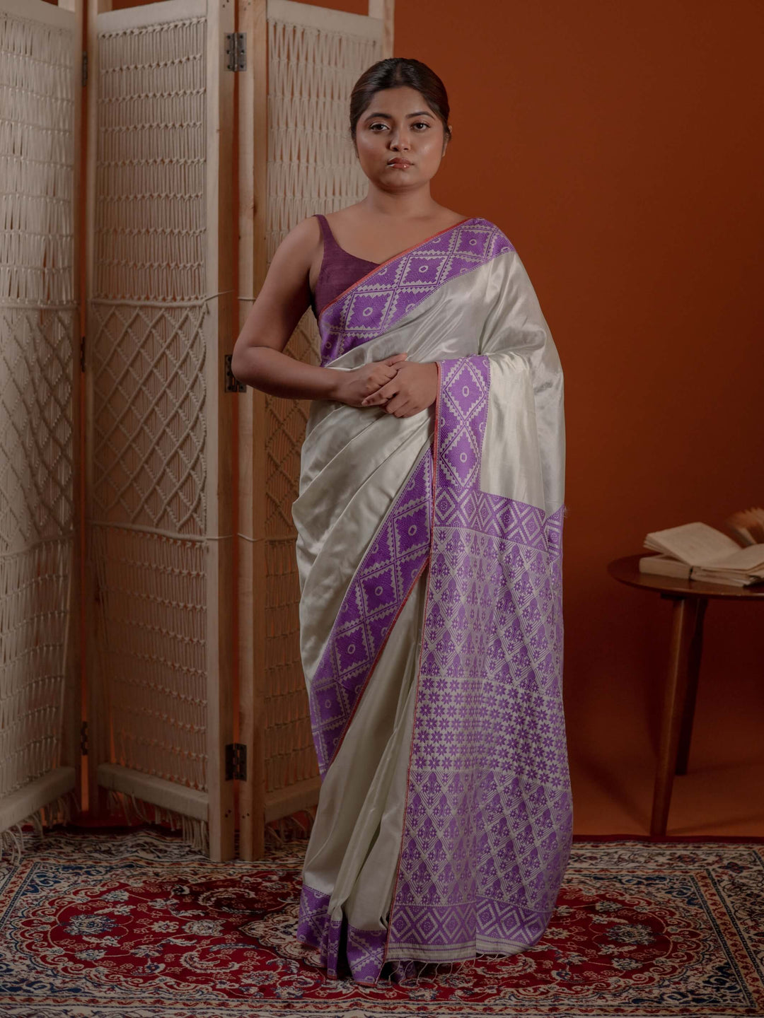 Silver Sage Green Paat Silk Saree
