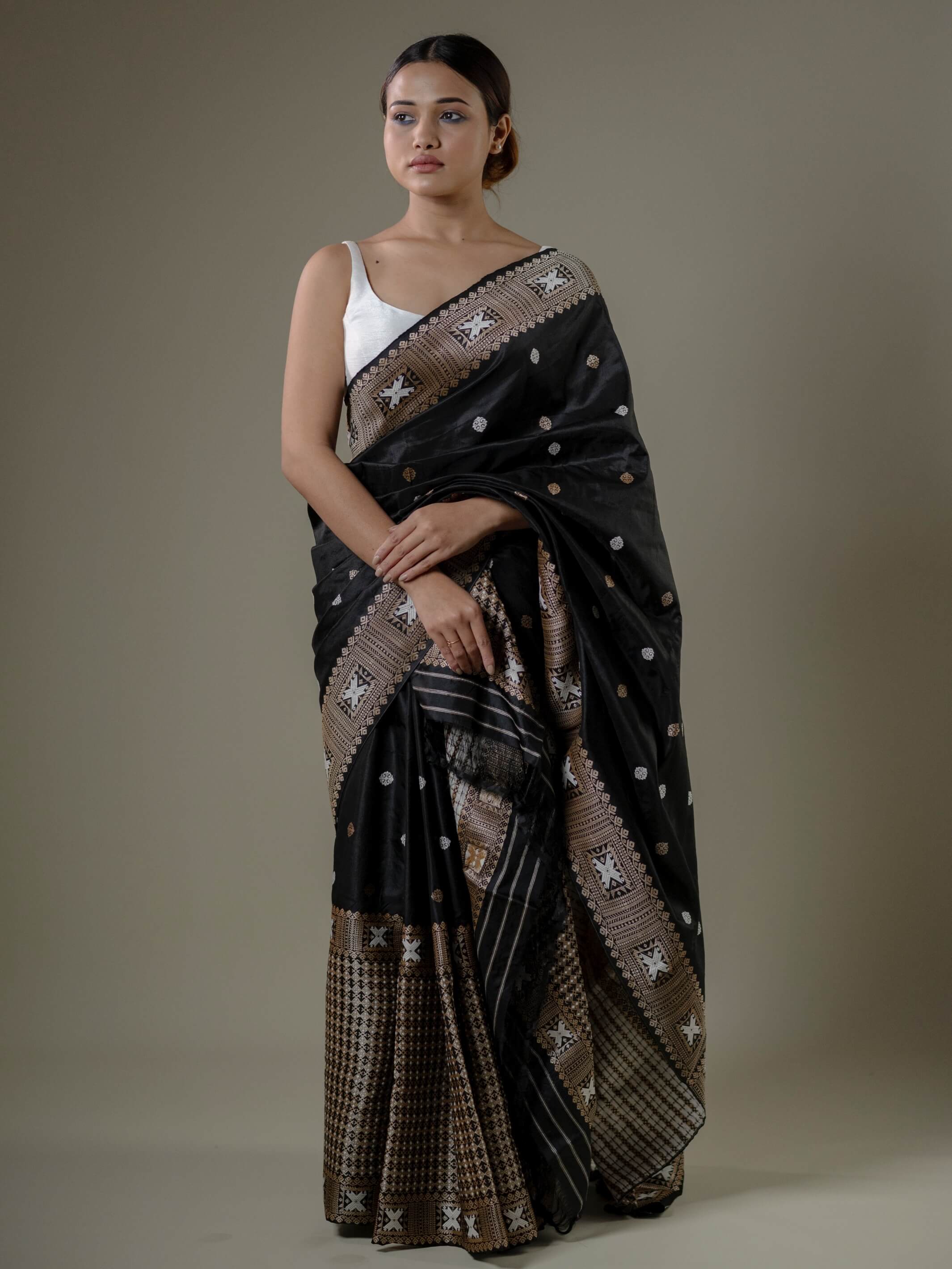 Black mekhela hot sale sador online