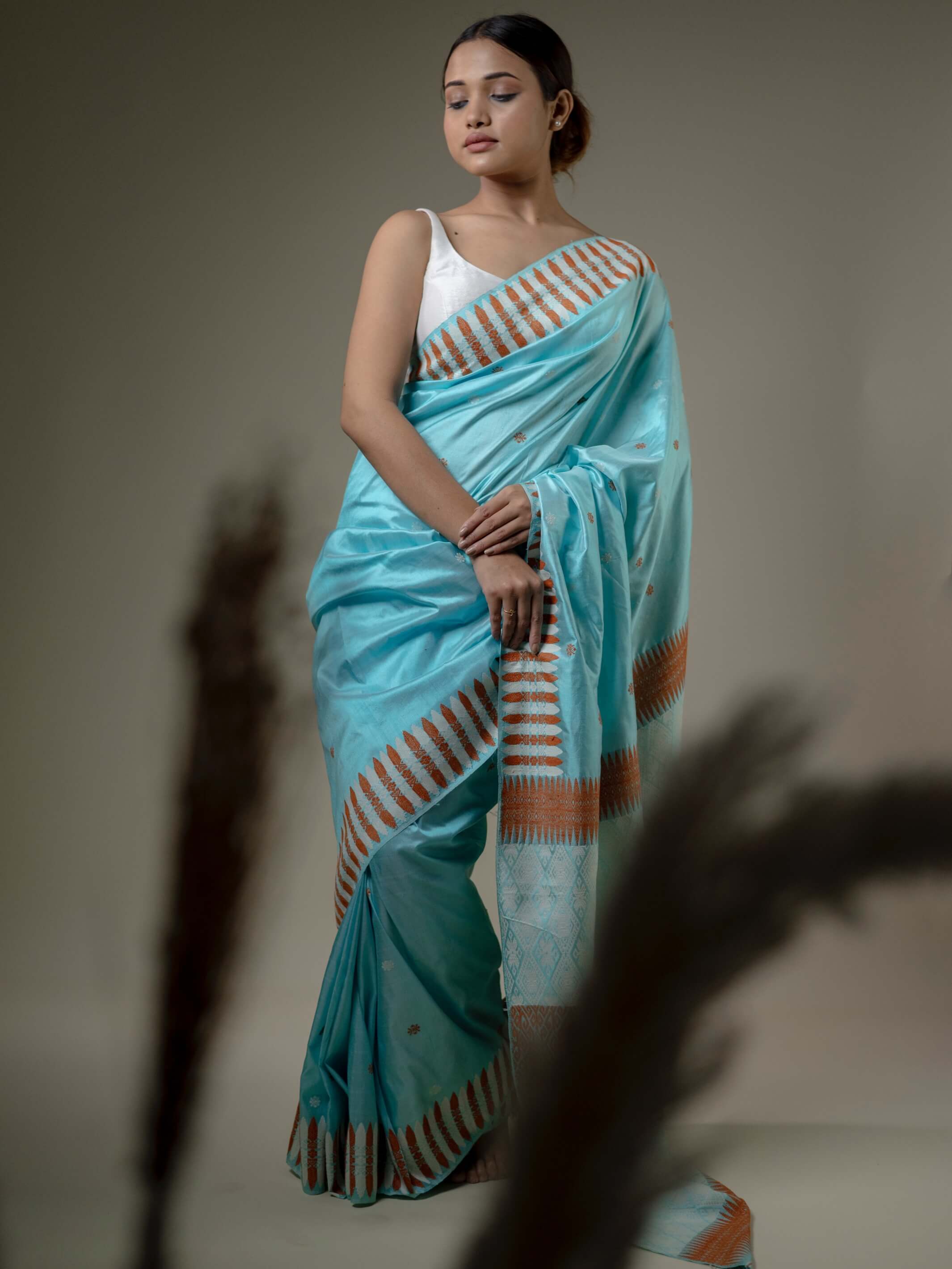 Turquoise Pat Silk saree – rangoutlet.com