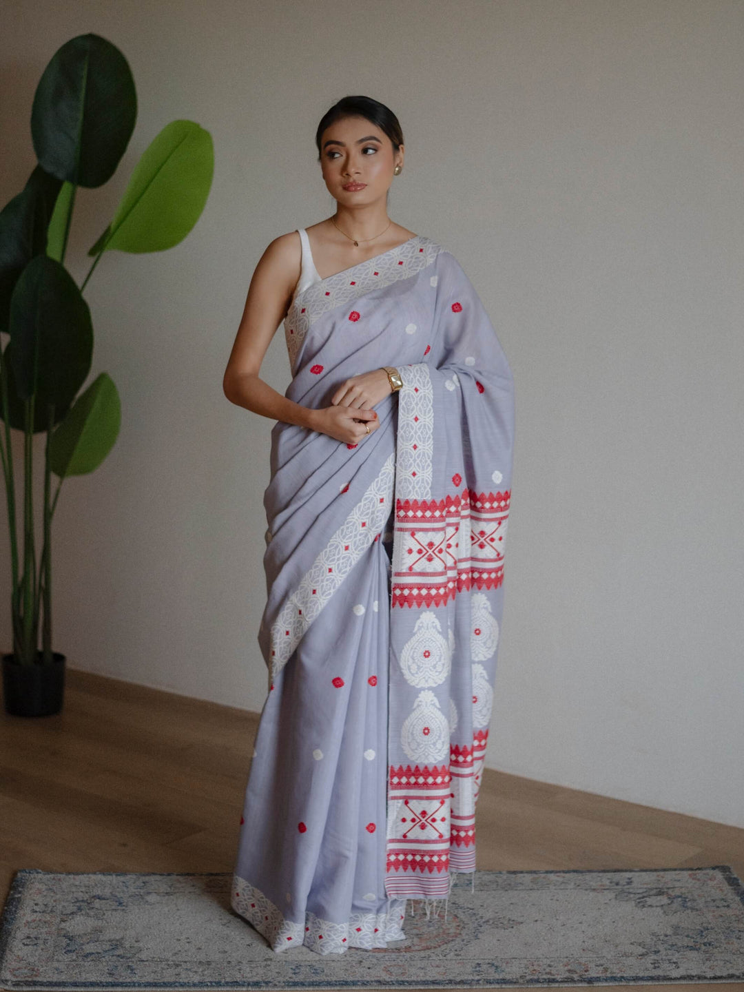 Periwinkle Eri Kesa Paat Silk Saree