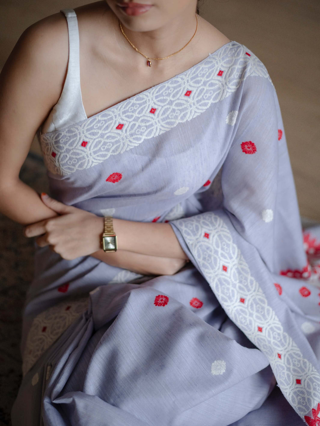 Periwinkle Eri Kesa Paat Silk Saree