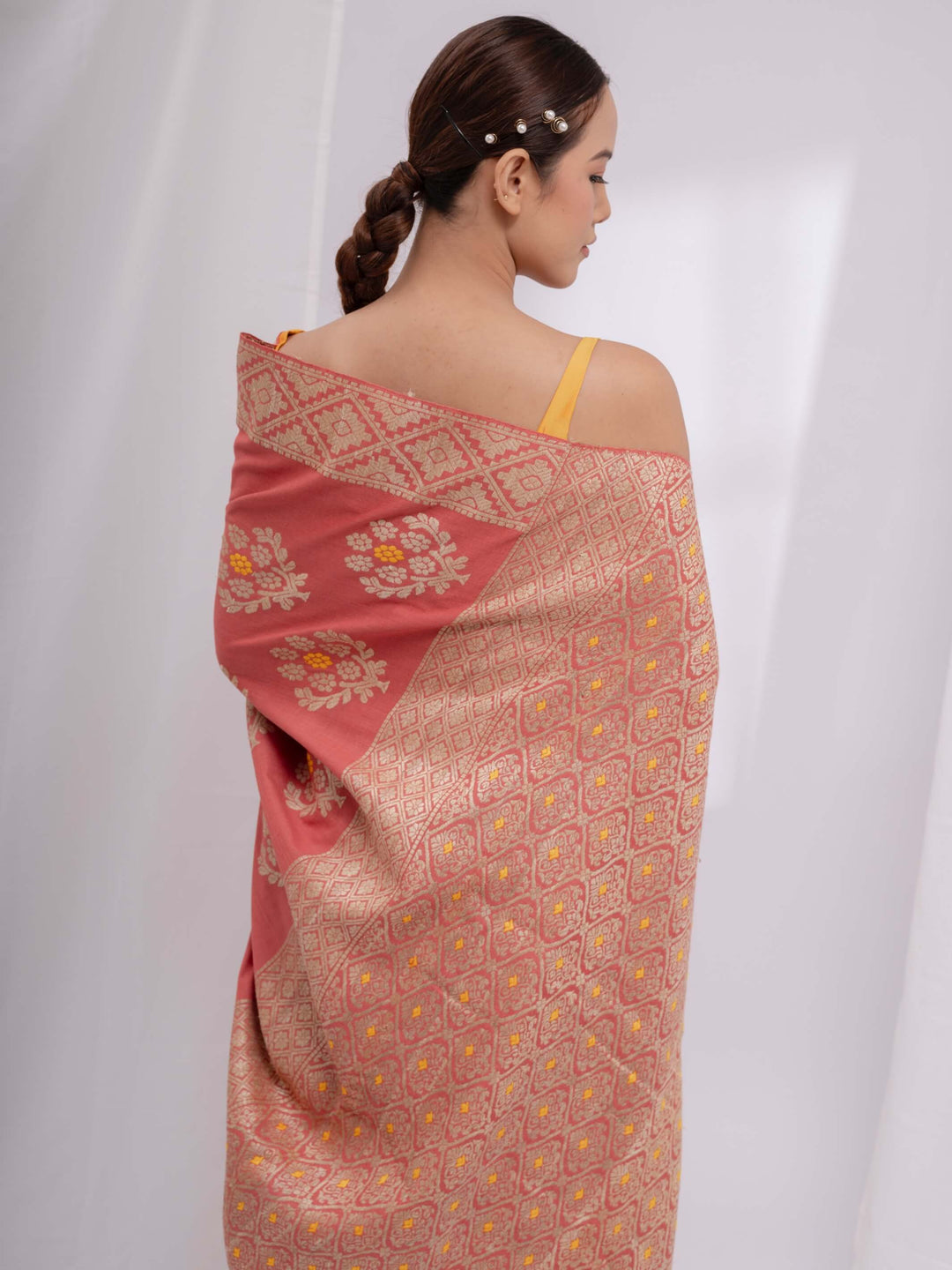 Indian Red Eri Silk Saree