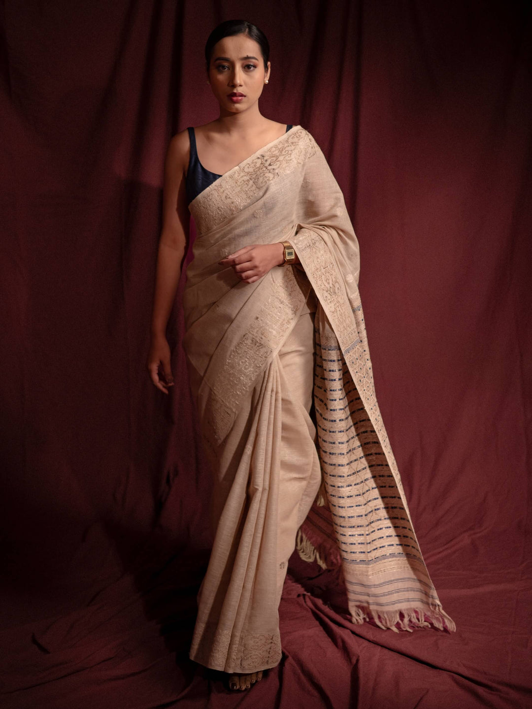 Natural Red Eri Silk Saree