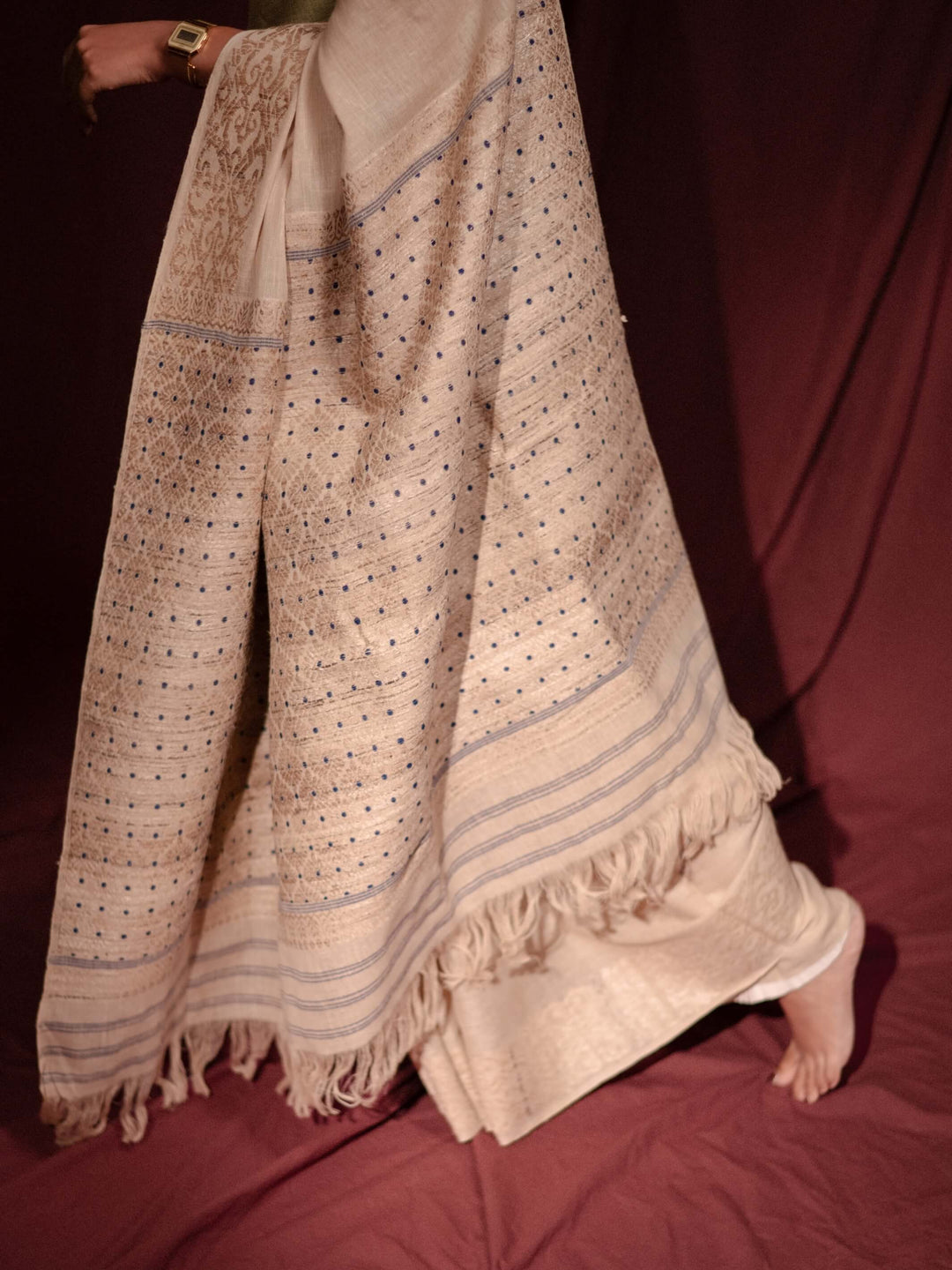 Natural Red Eri Silk Saree