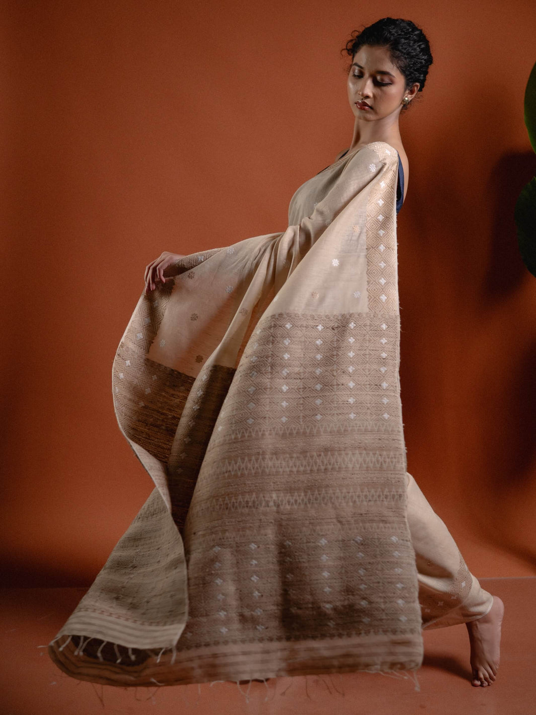 Natural Red Eri Silk Saree