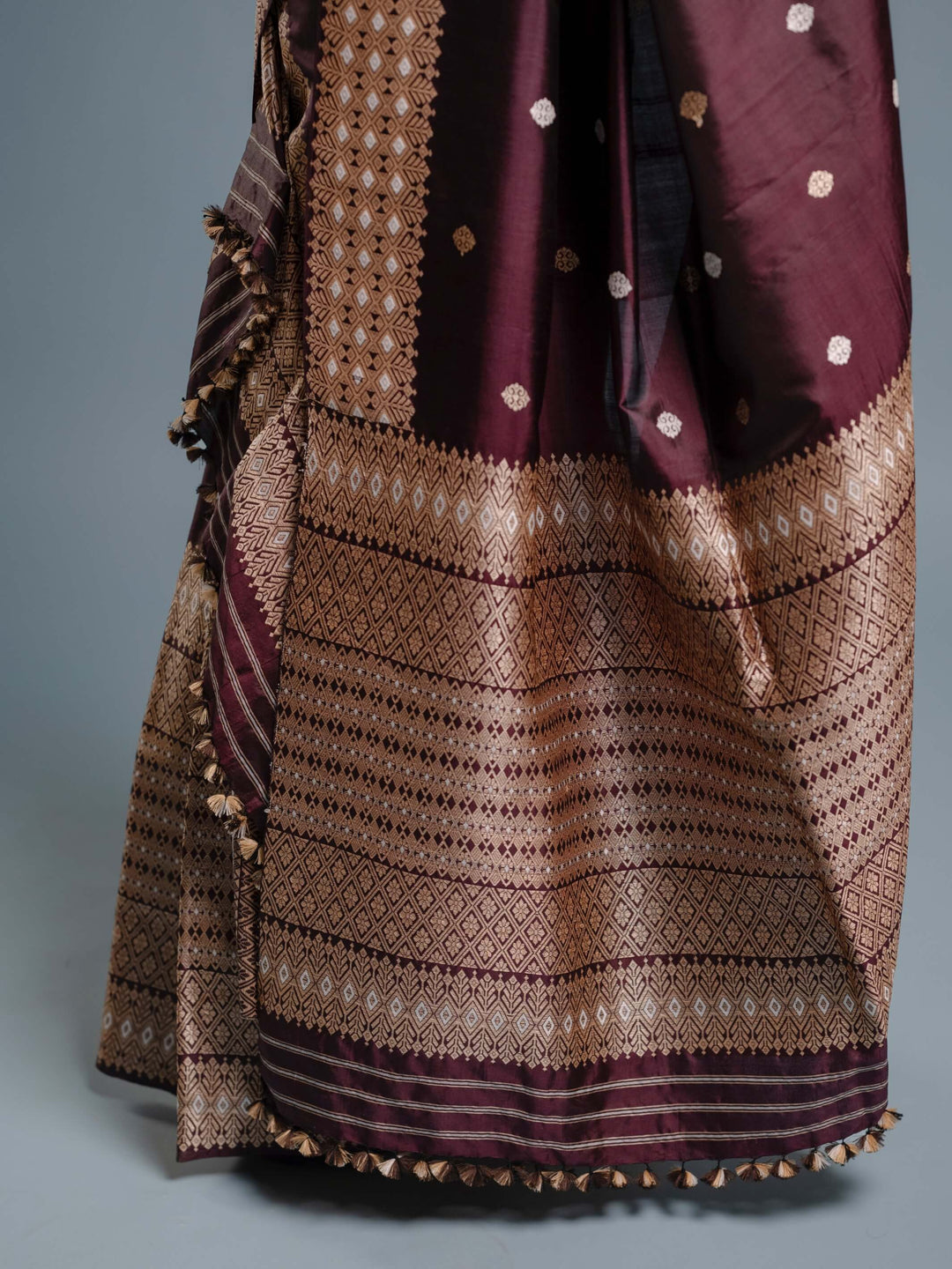 Brown Paat Silk Mekhela Sador