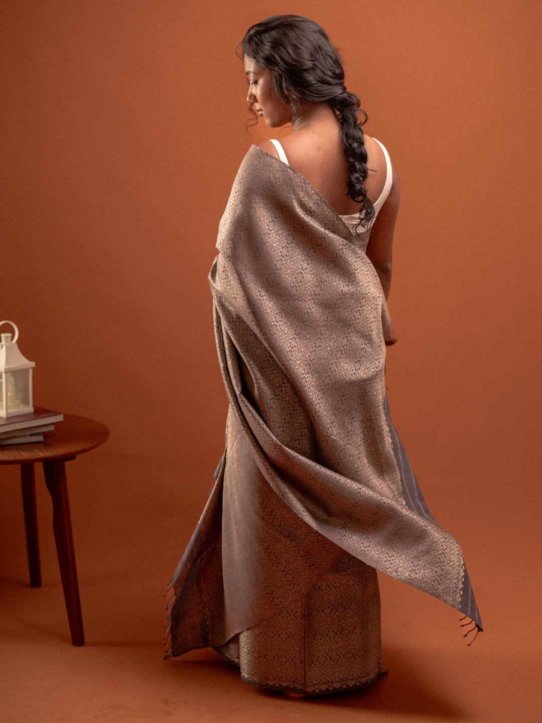 Grey Eri Tussar Silk Mekhela Sador