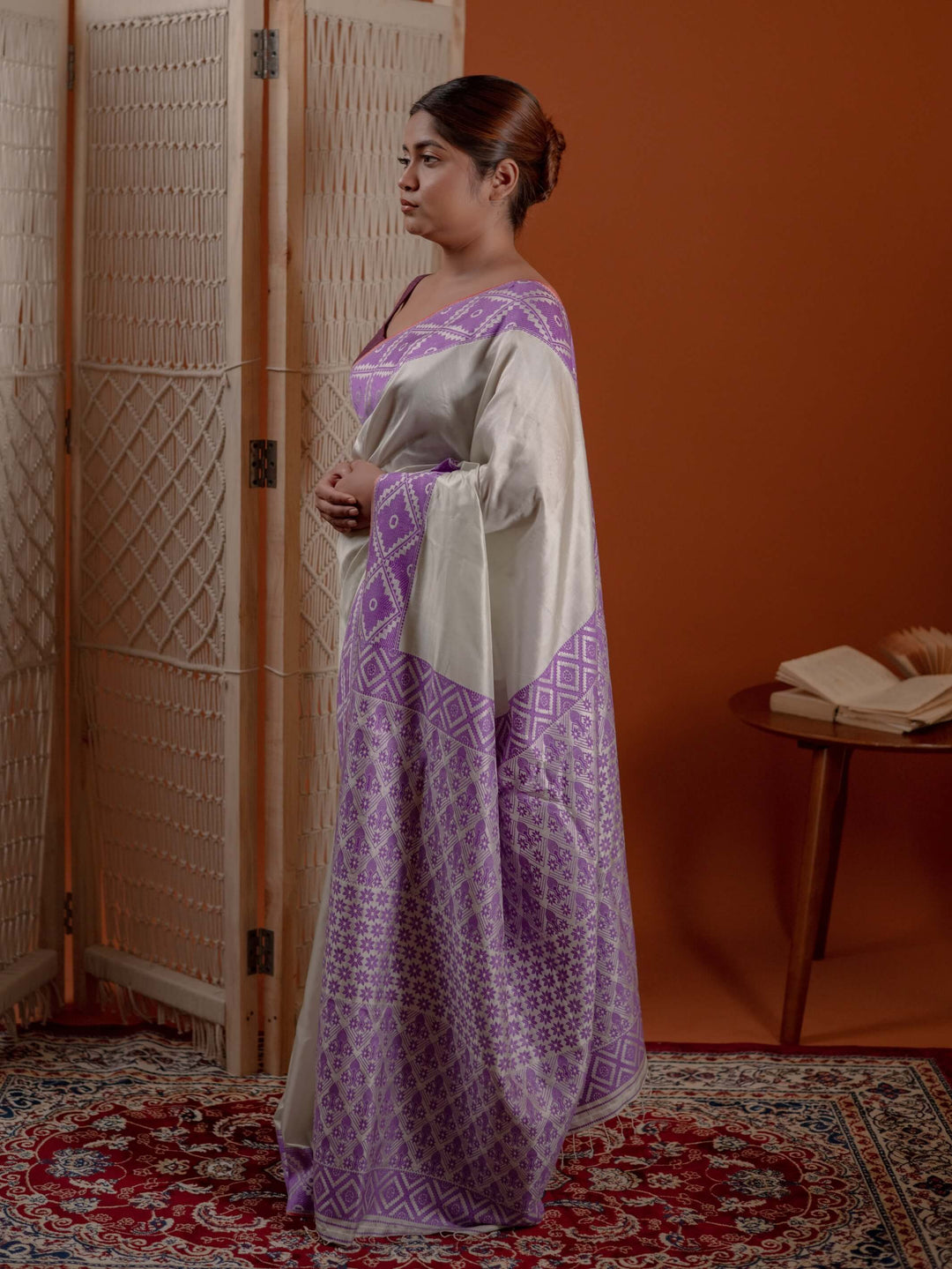 Silver Sage Green Paat Silk Saree