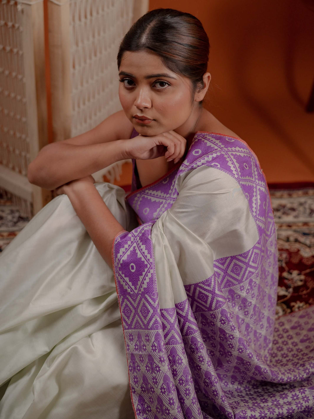 Silver Sage Green Paat Silk Saree
