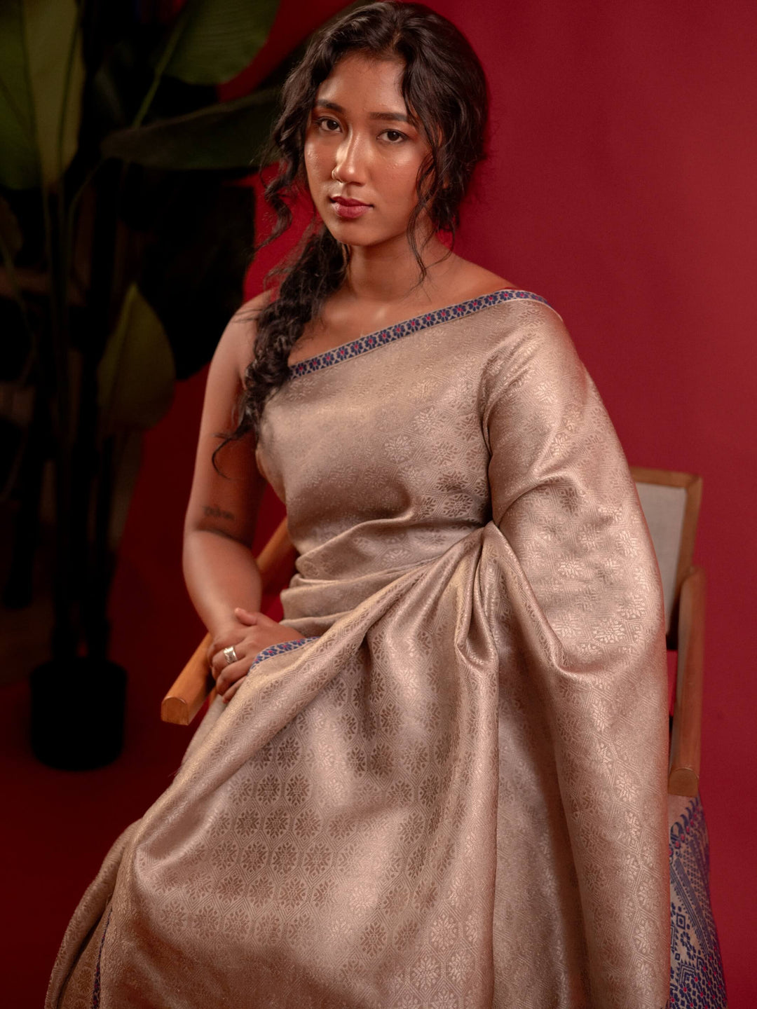 Indigo Tussar Silk Saree