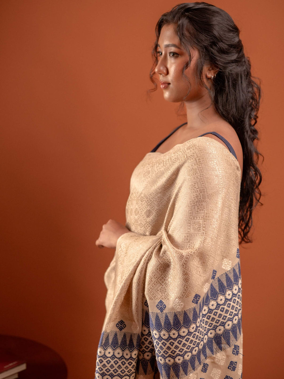 Natural Red Eri Tussar Silk Saree