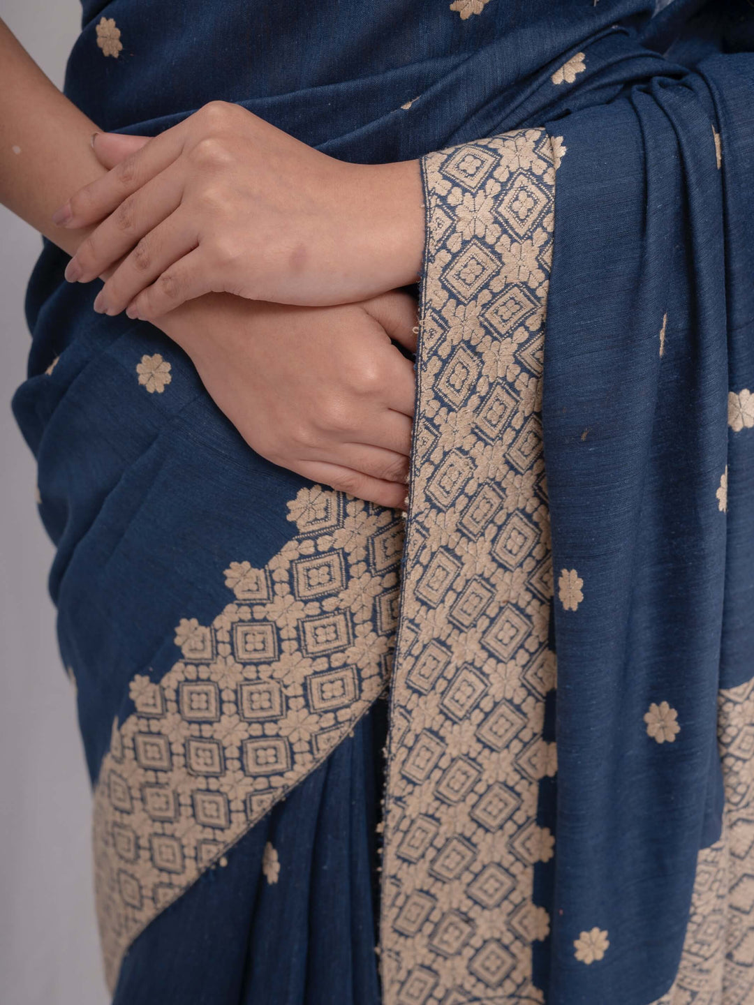 Indigo Eri Kesa Paat Silk Saree