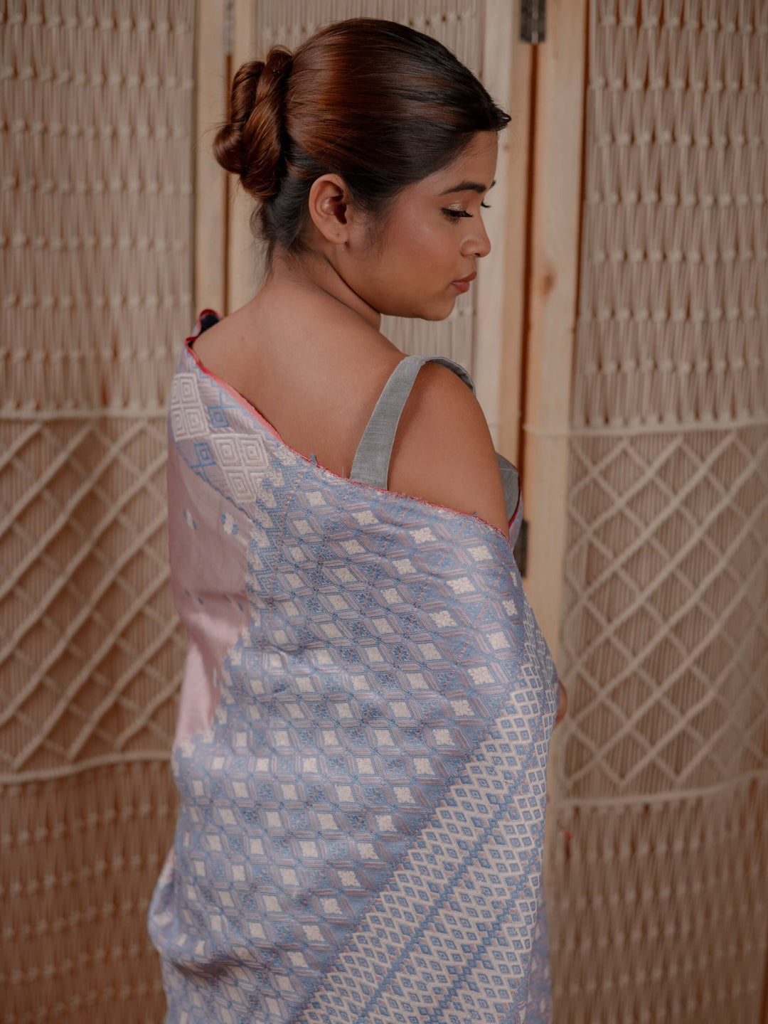 Copper Pink Paat Silk Saree