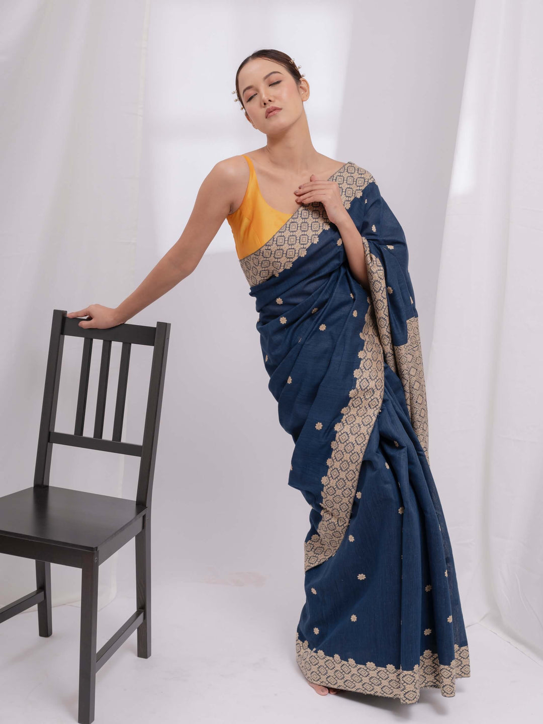 Indigo Eri Kesa Paat Silk Saree