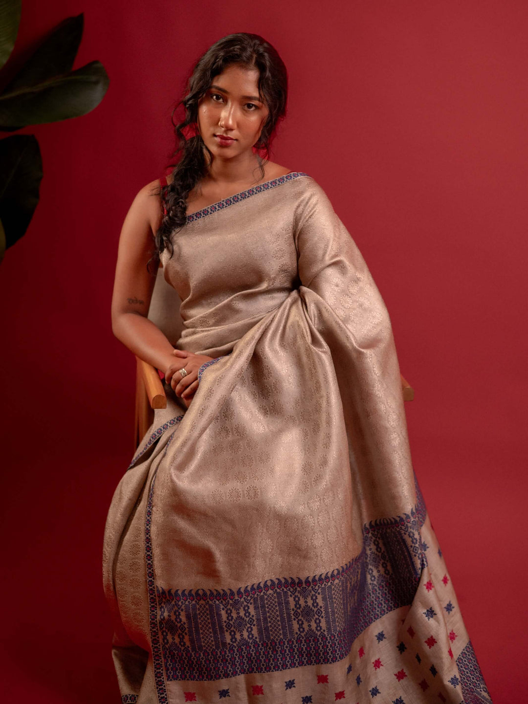 Indigo Tussar Silk Saree