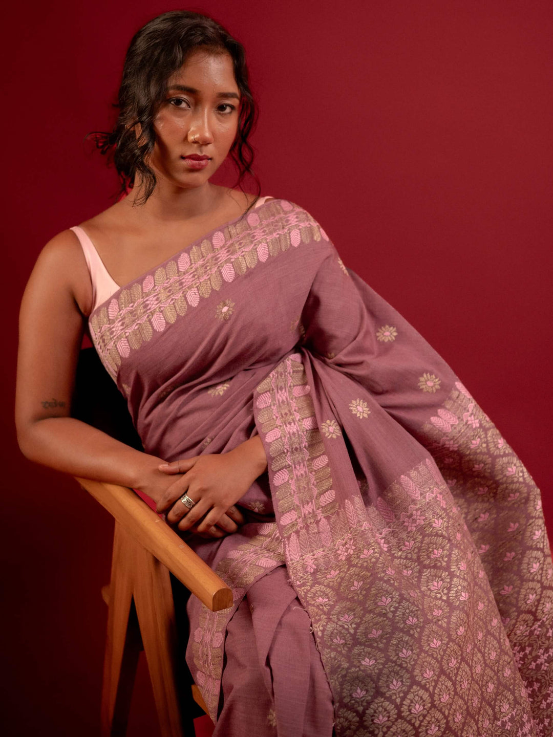 Mauve Rose Eri Silk Saree