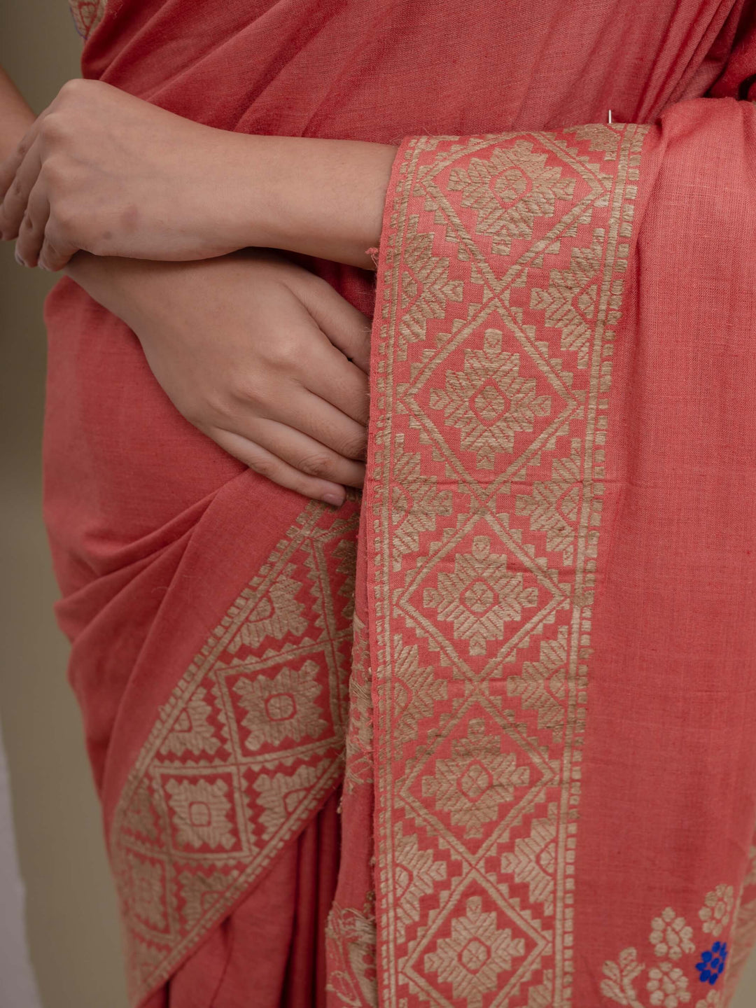 Indian Red Eri Silk Saree