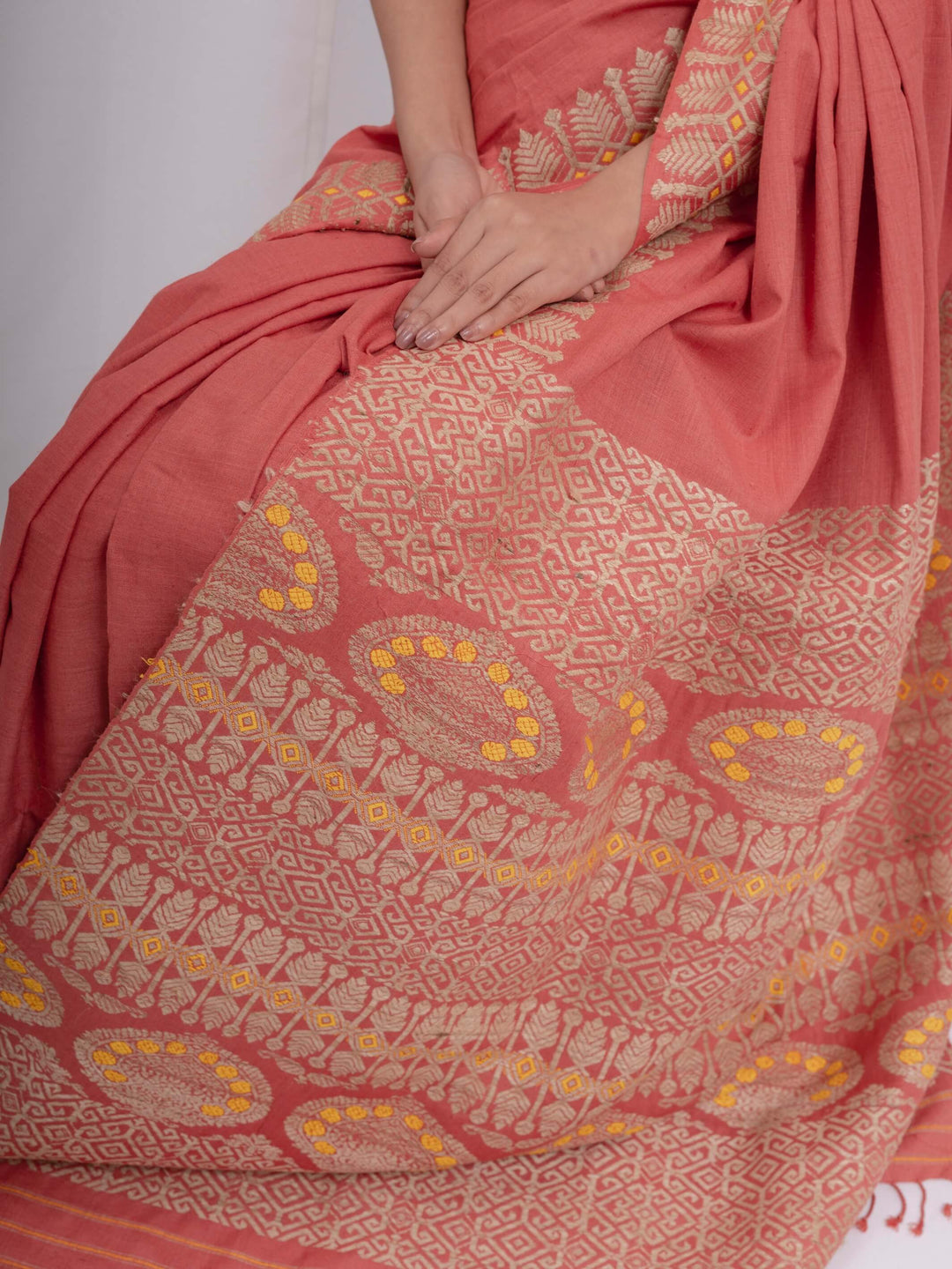 Indian Red Eri Silk Saree