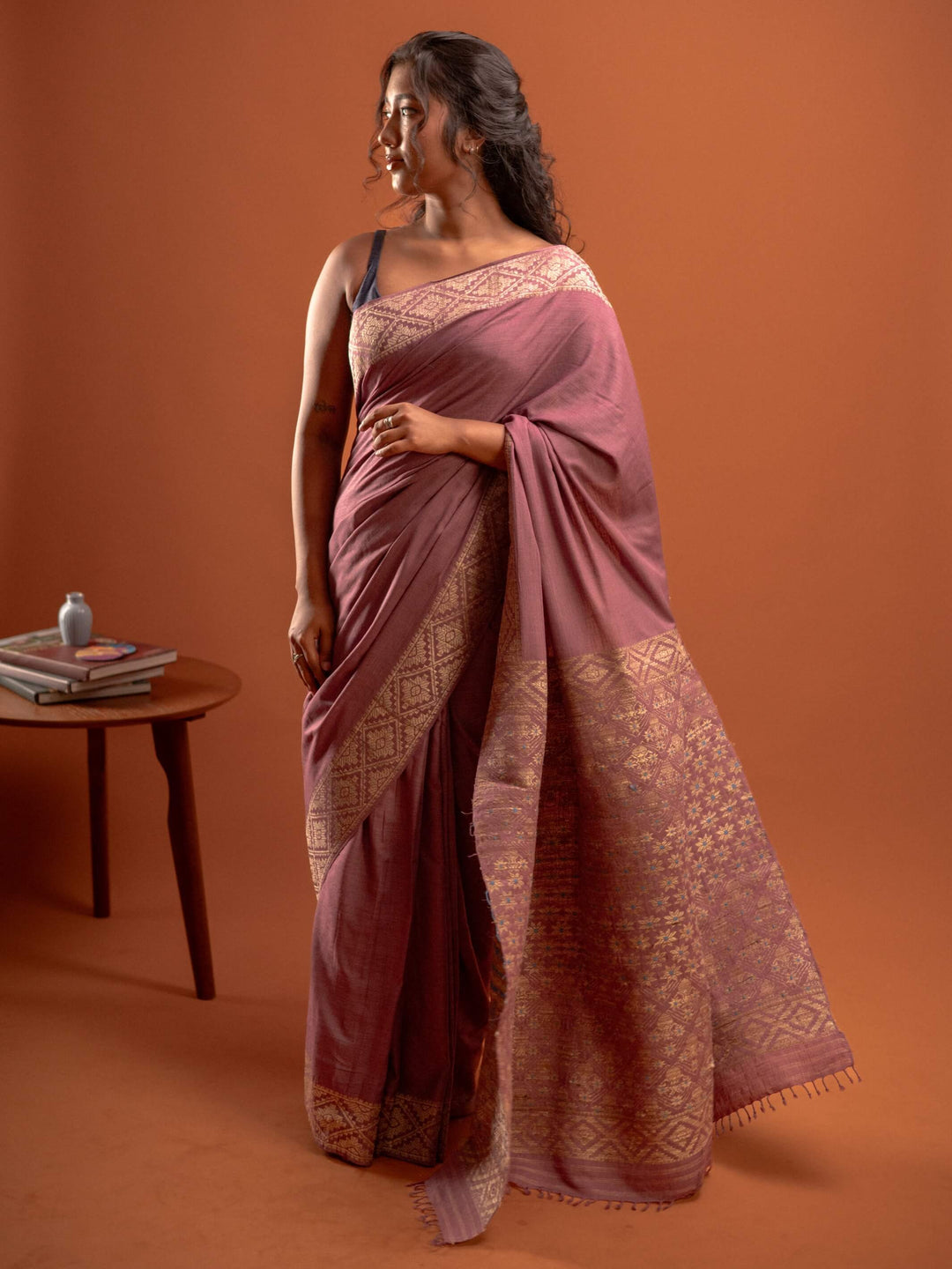 Mauve Rose Eri Silk Saree