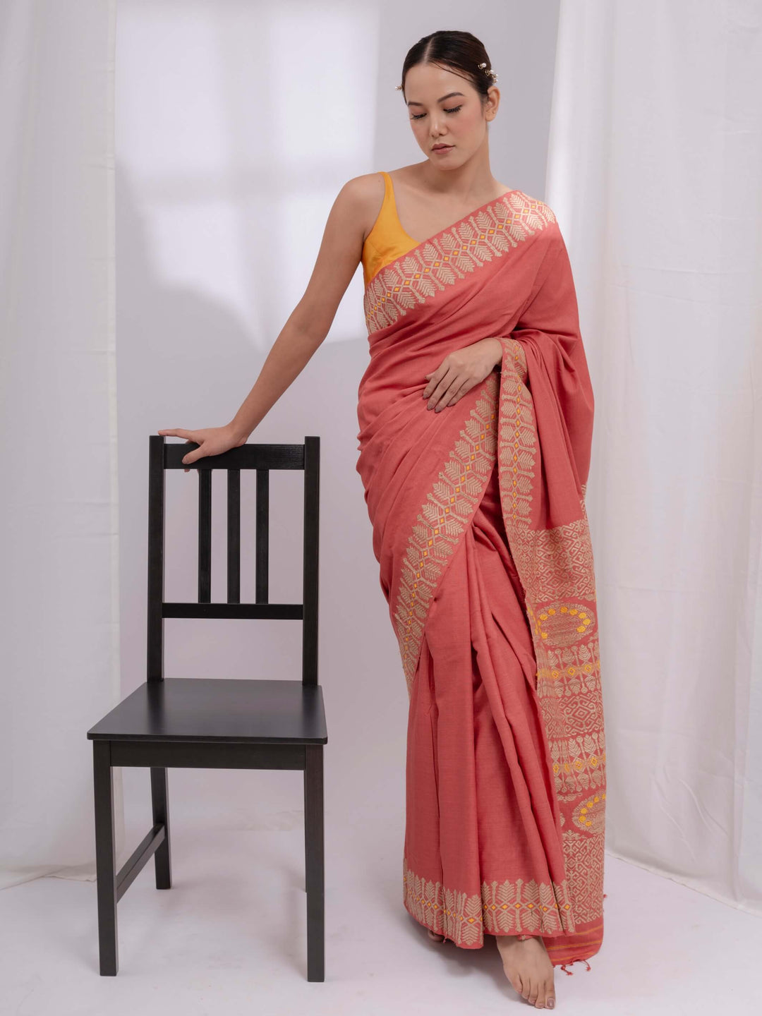 Indian Red Eri Silk Saree