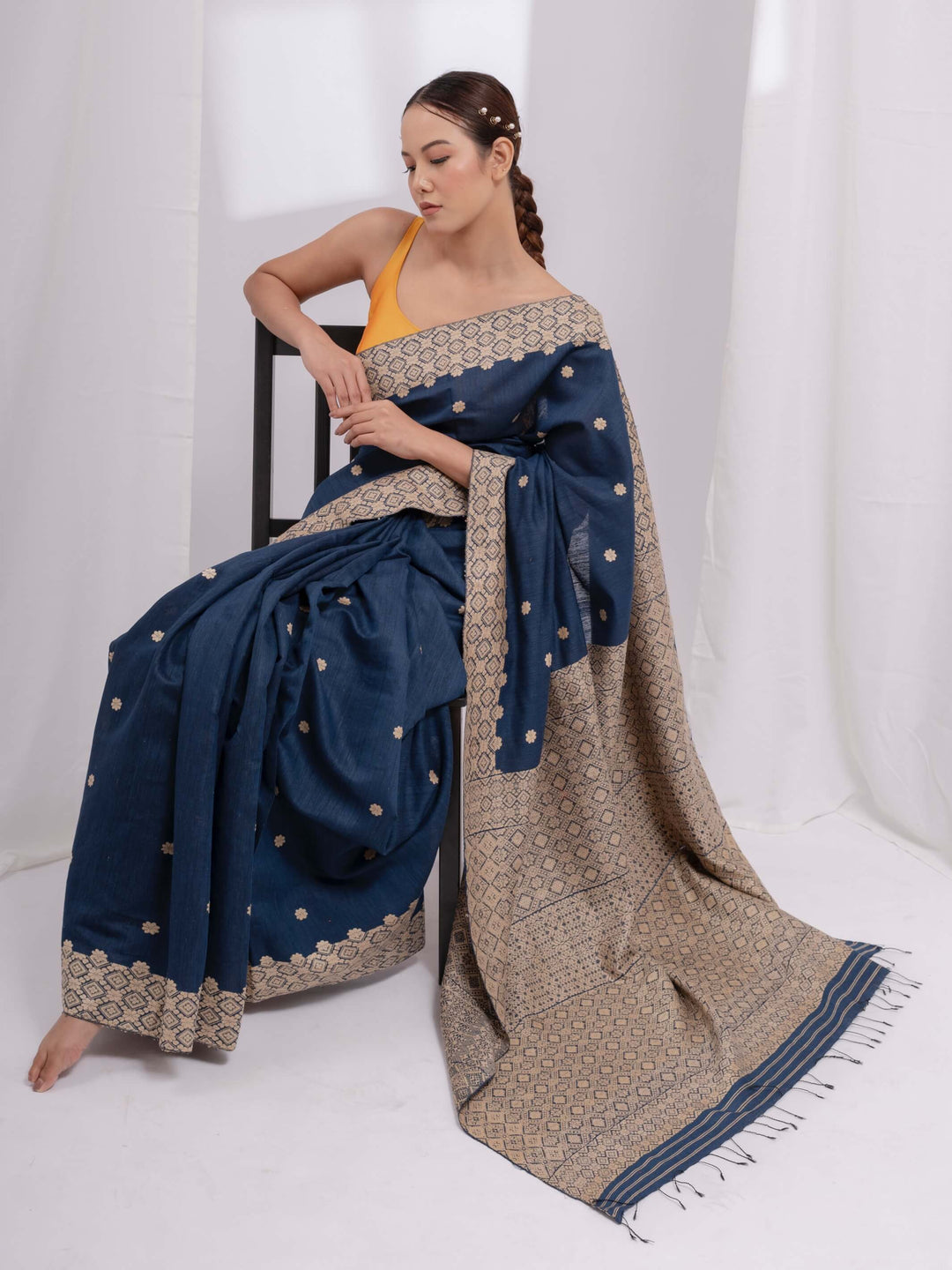 Indigo Eri Kesa Paat Silk Saree