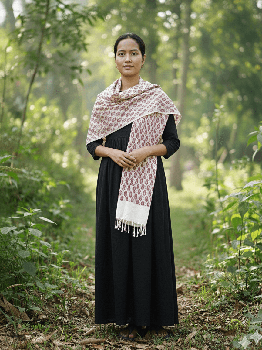 Berry Red Eri Silk Stole