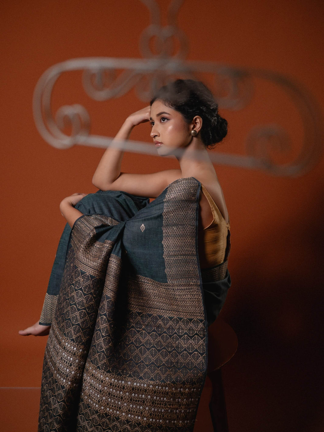 Teal Blue Eri Silk Saree