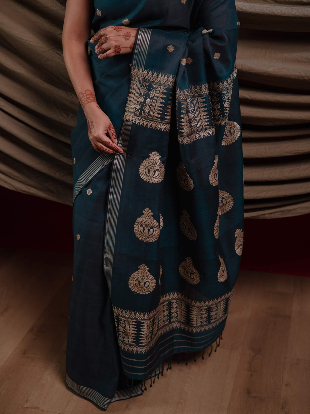 Teal Silk Cotton Saree
