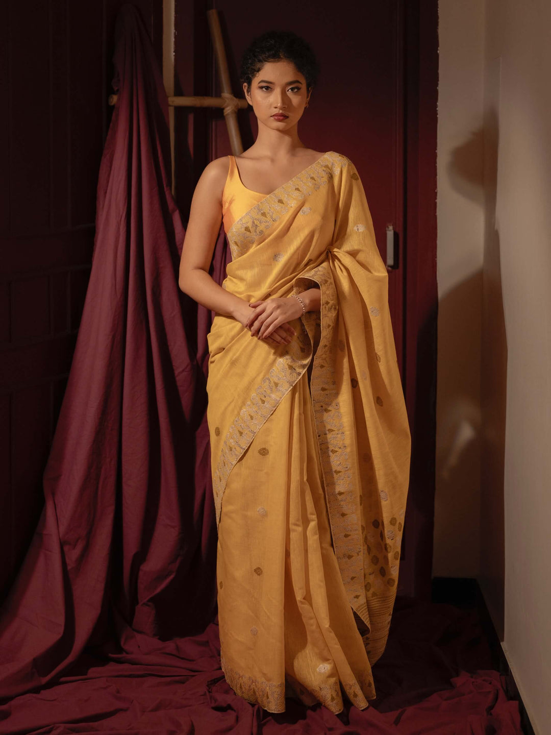 Mustard Eri Kesa Paat Silk Saree