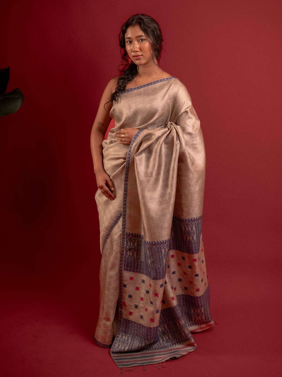 Indigo Tussar Silk Saree