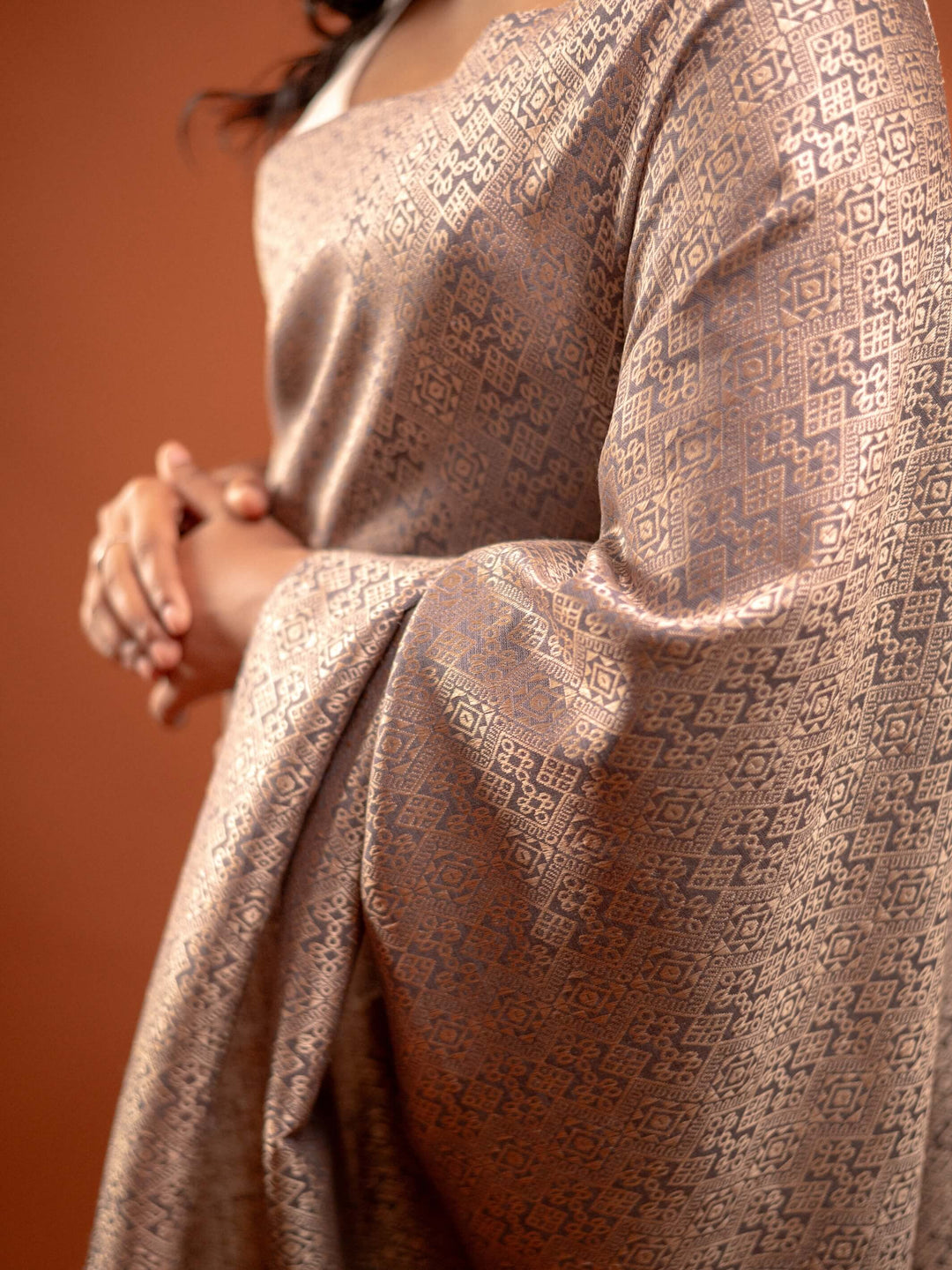 Grey Eri Tussar Silk Mekhela Sador
